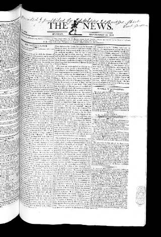 cover page of The News (London) published on September 18, 1826
