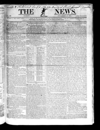 cover page of The News (London) published on November 30, 1834