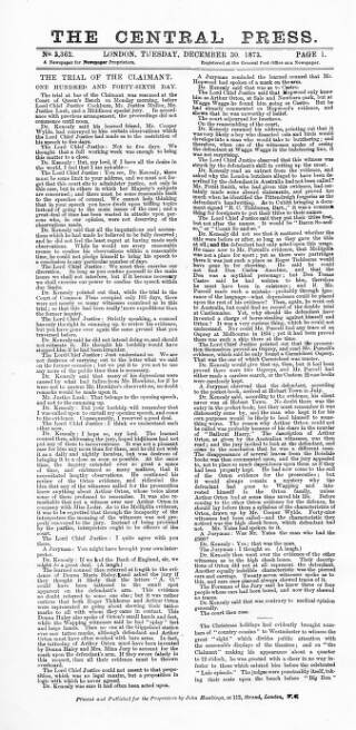 cover page of Sun & Central Press published on December 30, 1873