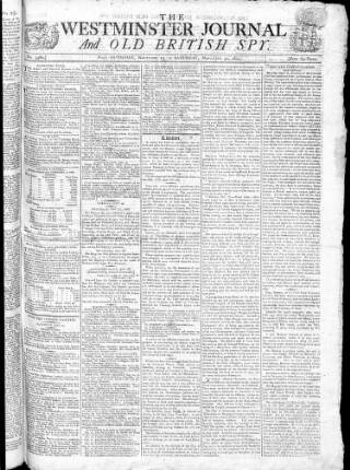 cover page of Westminster Journal and Old British Spy published on November 30, 1805
