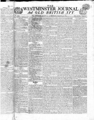 cover page of Westminster Journal and Old British Spy published on December 30, 1809