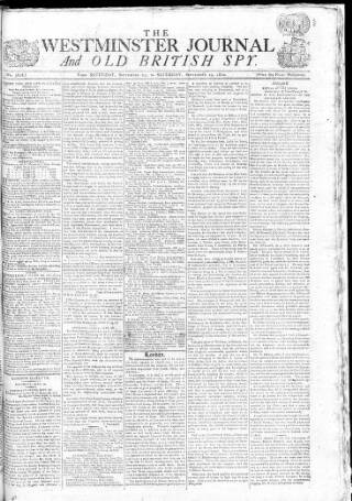 cover page of Westminster Journal and Old British Spy published on September 29, 1810