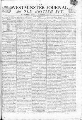 cover page of Westminster Journal and Old British Spy published on November 3, 1810