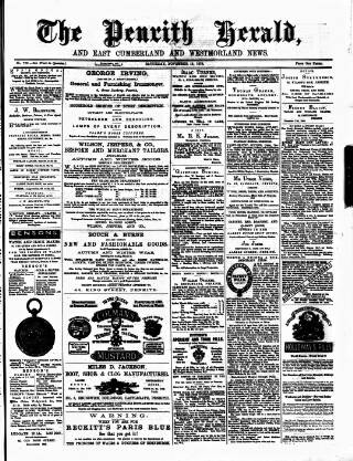 cover page of Cumberland & Westmorland Herald published on November 15, 1879