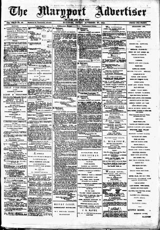 cover page of Maryport Advertiser published on November 30, 1883