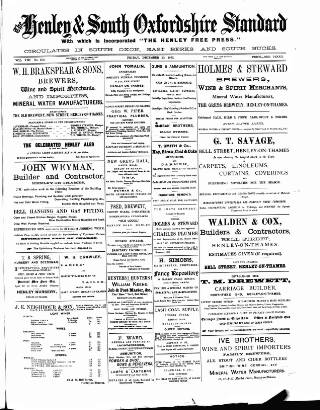 cover page of Henley & South Oxford Standard published on December 30, 1892