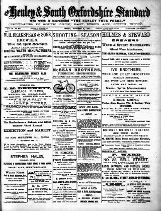 cover page of Henley & South Oxford Standard published on November 15, 1895