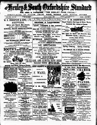 cover page of Henley & South Oxford Standard published on July 6, 1906