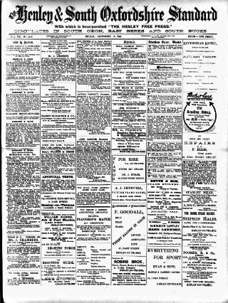 cover page of Henley & South Oxford Standard published on September 18, 1908