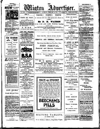 cover page of Wigton Advertiser published on February 28, 1920