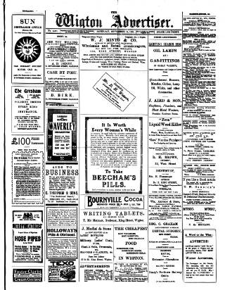 cover page of Wigton Advertiser published on September 18, 1920