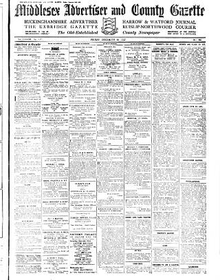 cover page of Uxbridge & W. Drayton Gazette published on December 30, 1927
