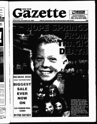 cover page of Uxbridge & W. Drayton Gazette published on December 30, 1998