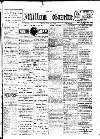 cover page of Millom Gazette published on July 6, 1900