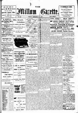 cover page of Millom Gazette published on February 28, 1902