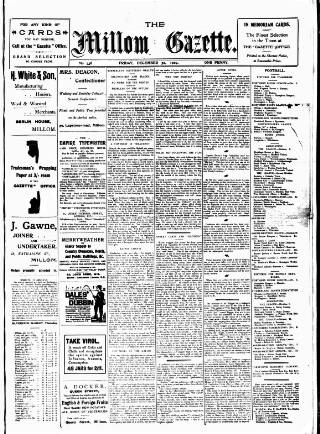 cover page of Millom Gazette published on December 30, 1904