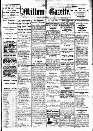 cover page of Millom Gazette published on November 15, 1907