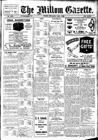 cover page of Millom Gazette published on November 30, 1928