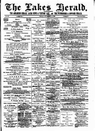 cover page of Lakes Herald published on November 15, 1895