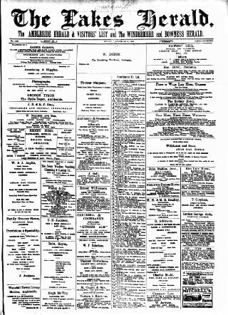 cover page of Lakes Herald published on September 18, 1903