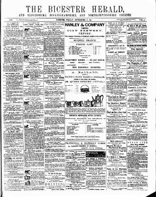 cover page of Bicester Herald published on September 18, 1891