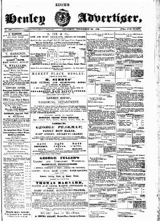 cover page of Henley Advertiser published on November 30, 1872