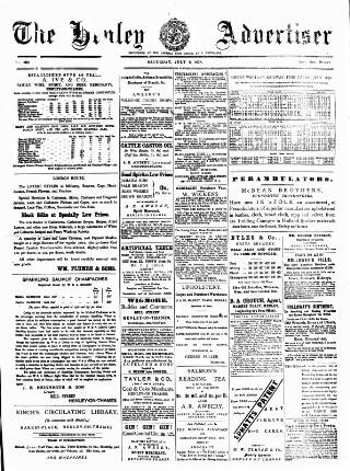 cover page of Henley Advertiser published on July 6, 1878