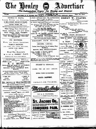 cover page of Henley Advertiser published on December 30, 1893