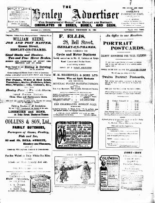 cover page of Henley Advertiser published on December 30, 1905