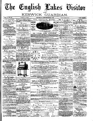 cover page of English Lakes Visitor published on September 18, 1886