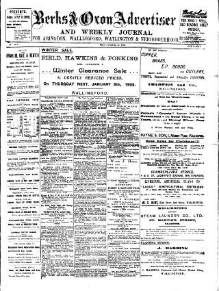 cover page of Berks and Oxon Advertiser published on December 30, 1904