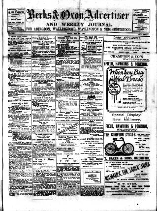 cover page of Berks and Oxon Advertiser published on May 29, 1908