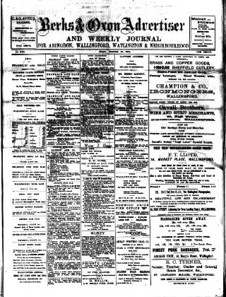 cover page of Berks and Oxon Advertiser published on December 30, 1910