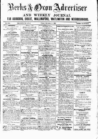 cover page of Berks and Oxon Advertiser published on September 18, 1925