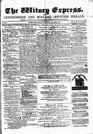 cover page of Witney Express and Oxfordshire and Midland Counties Herald published on May 29, 1873