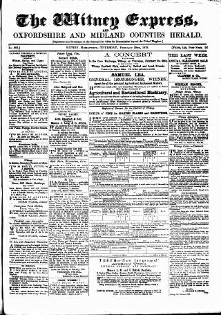 cover page of Witney Express and Oxfordshire and Midland Counties Herald published on February 28, 1878
