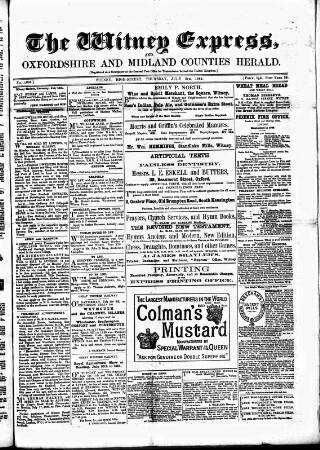 cover page of Witney Express and Oxfordshire and Midland Counties Herald published on July 6, 1882