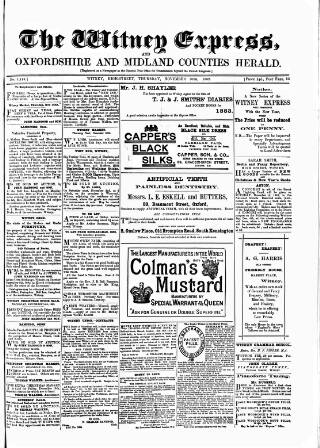 cover page of Witney Express and Oxfordshire and Midland Counties Herald published on November 30, 1882