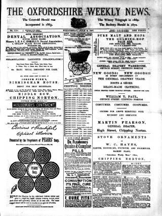 cover page of Oxfordshire Weekly News published on July 6, 1887