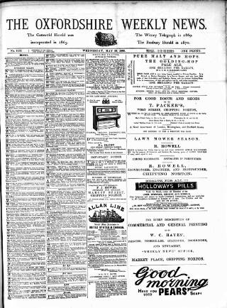 cover page of Oxfordshire Weekly News published on May 29, 1889