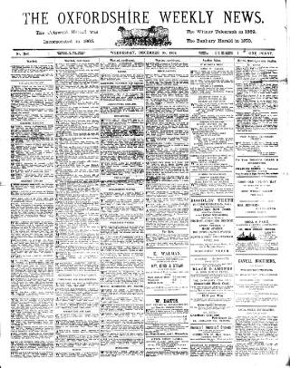 cover page of Oxfordshire Weekly News published on December 30, 1908