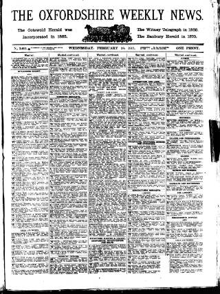cover page of Oxfordshire Weekly News published on February 28, 1917