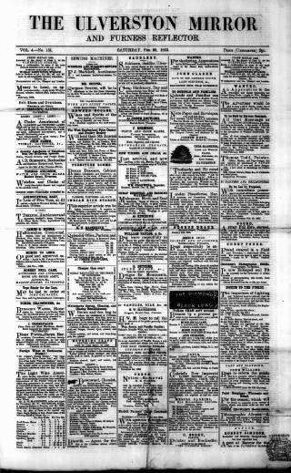 cover page of Ulverston Mirror and Furness Reflector published on February 28, 1863