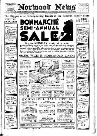 cover page of Norwood News published on December 30, 1927