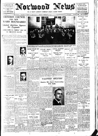 cover page of Norwood News published on February 28, 1936