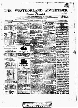 cover page of Westmorland Advertiser and Kendal Chronicle published on December 30, 1815