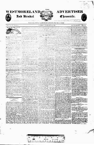 cover page of Westmorland Advertiser and Kendal Chronicle published on February 28, 1824