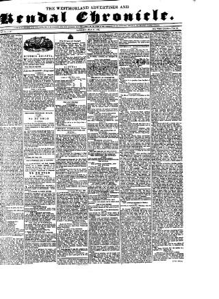 cover page of Westmorland Advertiser and Kendal Chronicle published on July 6, 1833