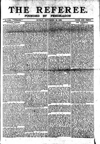 cover page of The Referee published on September 18, 1898