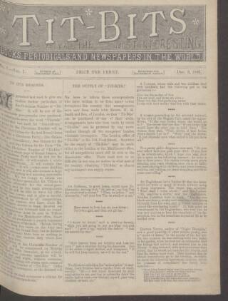 cover page of Tit-bits published on December 3, 1881